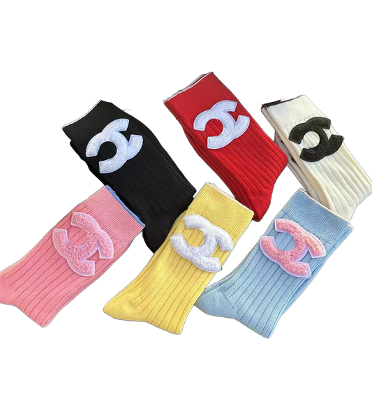 CHNL Classic Designer Logo Crew Socks