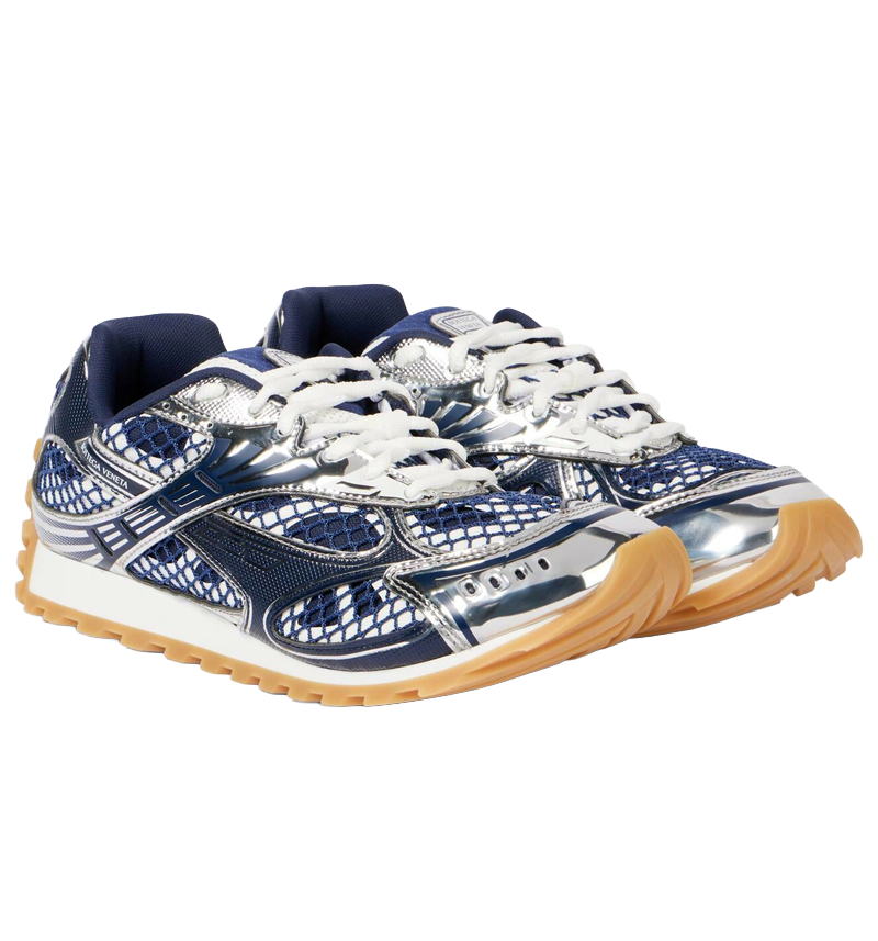 BV Italian Designer Abyss Silver Performance-Style Sneakers