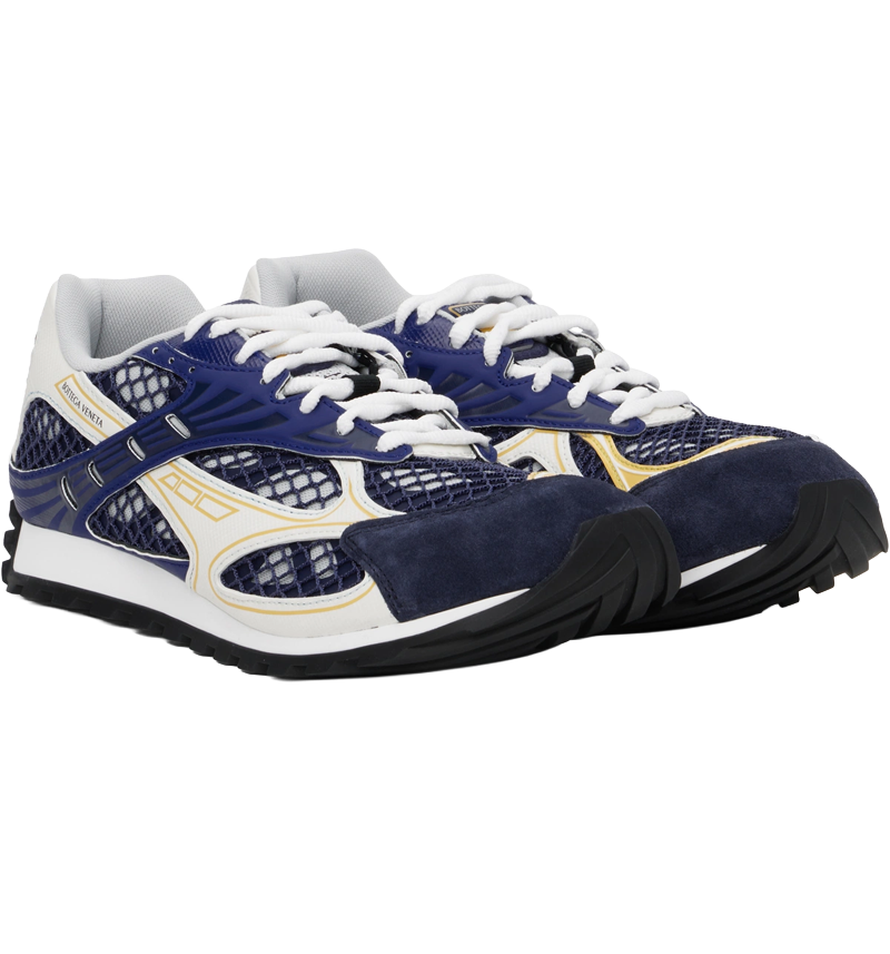 BV Italian Designer Blue & White Performance-Style Sneakers