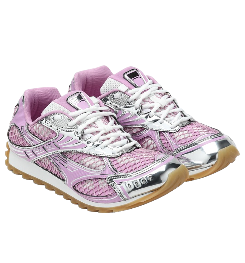 BV Italian Designer Gloss Silver Performance-Style Sneakers