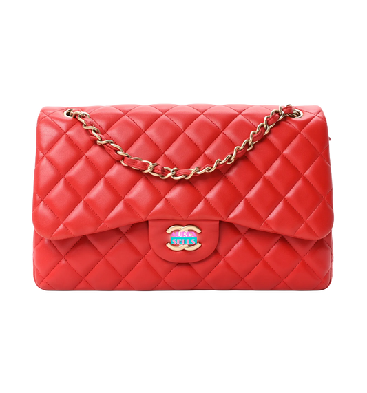 CHNL Quilted Lambskin Flap 'Red'